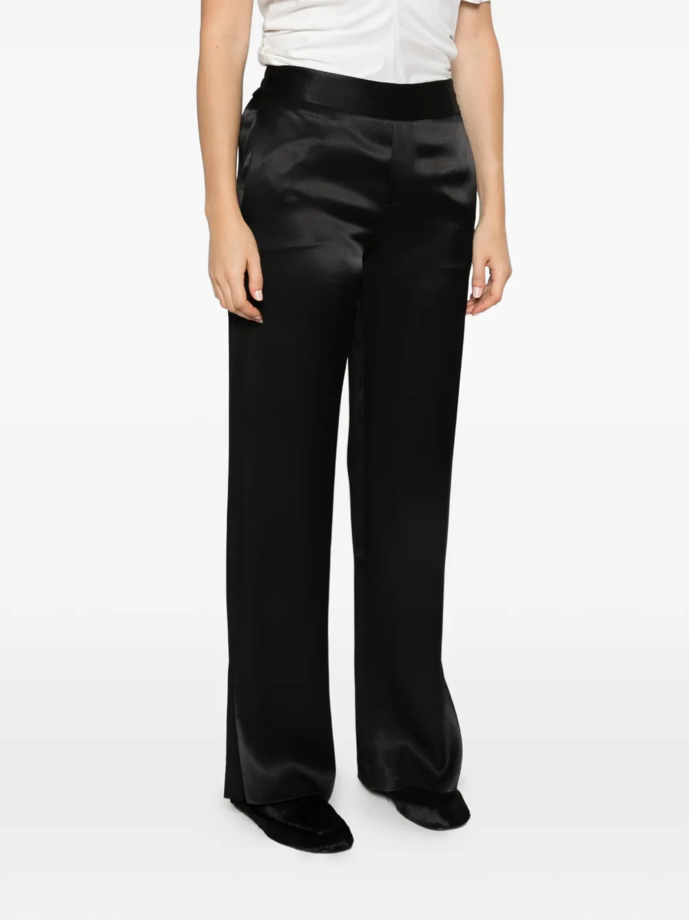 Lisa Yang Broek met satijnen afwerking Zwart
