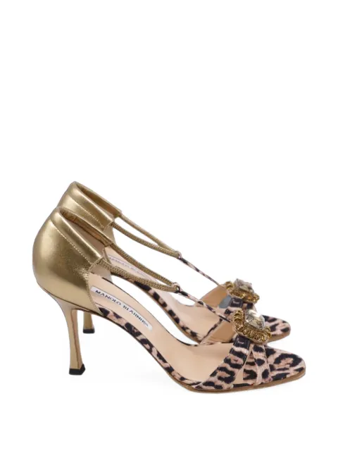 Manolo Blahnik Drina leopard crystal-embellished sandals