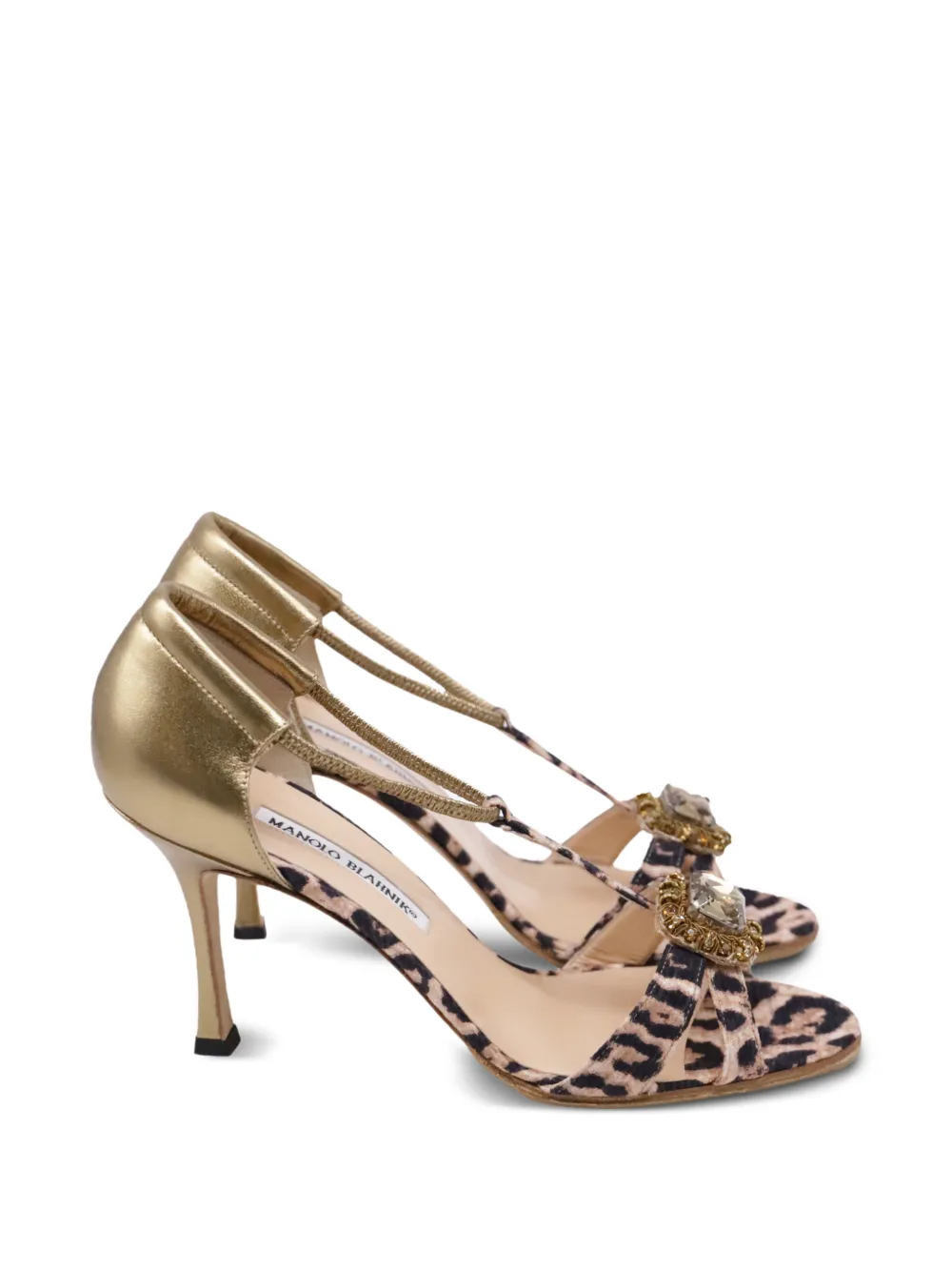 Manolo Blahnik Drina leopard crystal-embellished sandals - Marrone