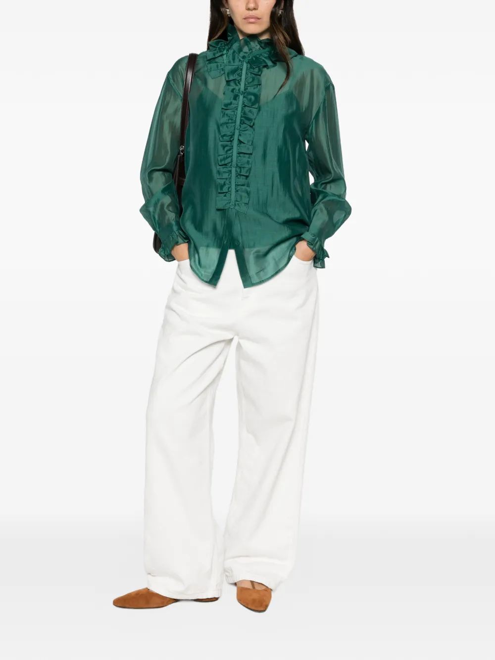 TWINSET Blouse met ruchekraag Groen