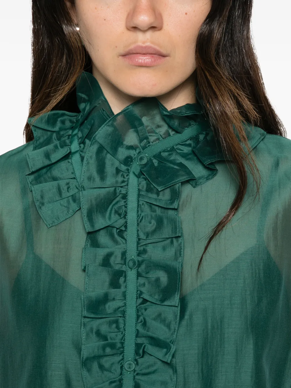 TWINSET Blouse met ruchekraag Groen