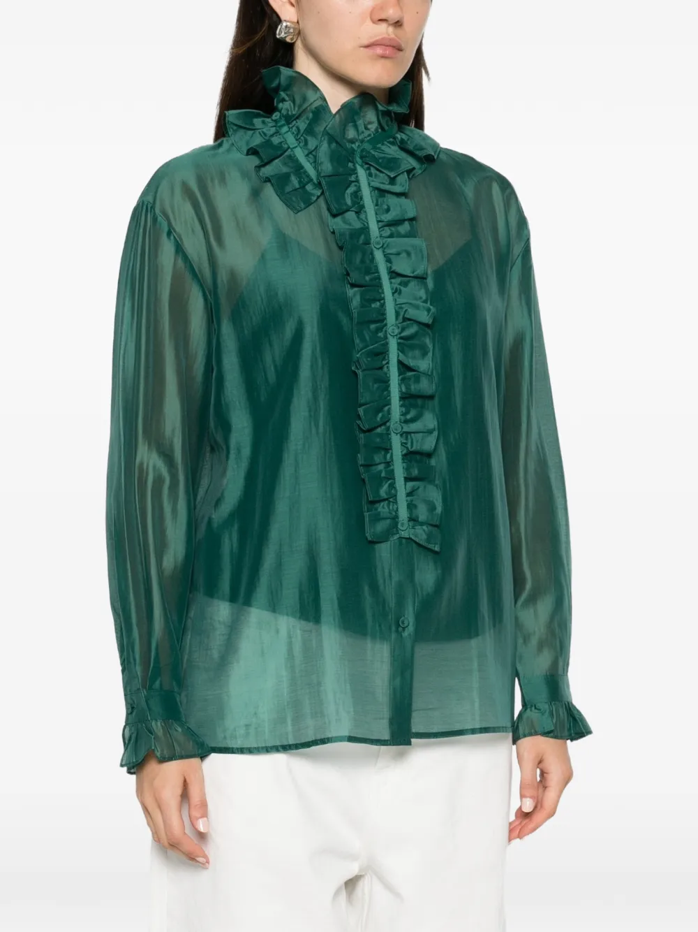 TWINSET Blouse met ruchekraag Groen