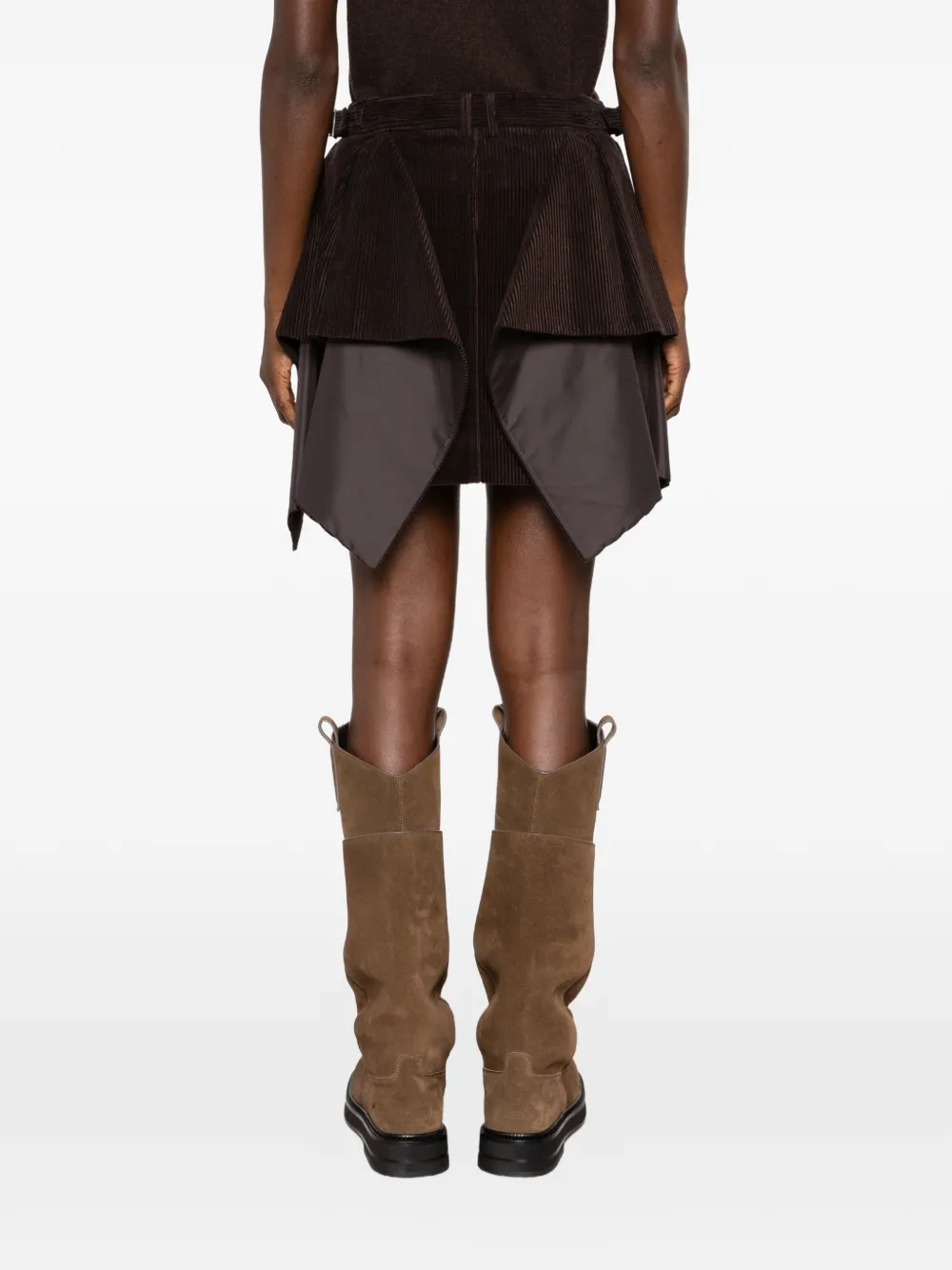 Juun.J Ribfluwelen mini-rok Beige