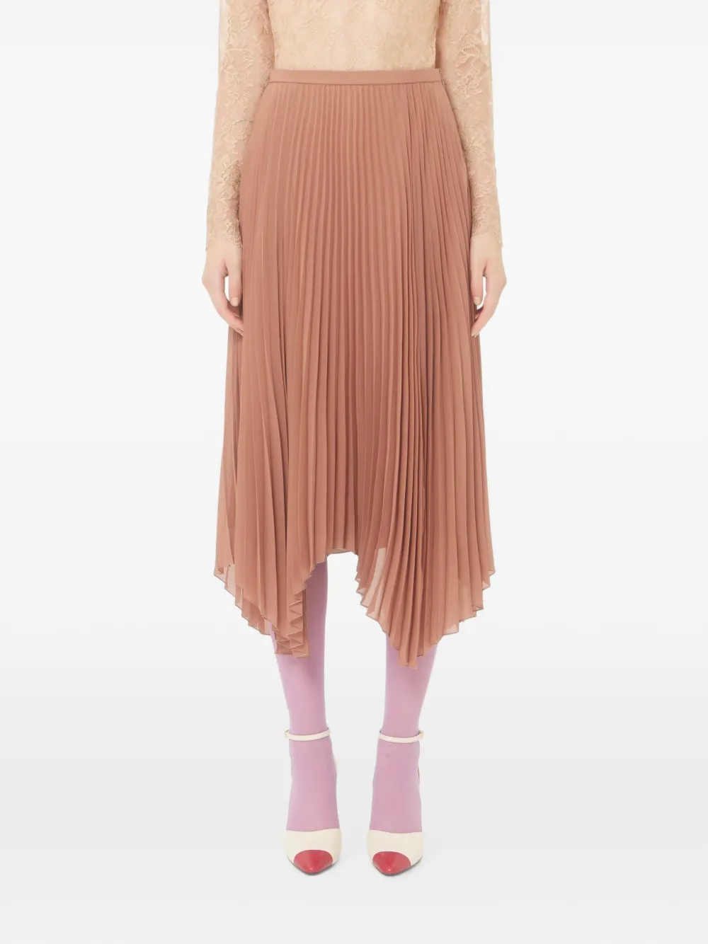 Valentino Garavani Midi-rok van licht georgette Roze
