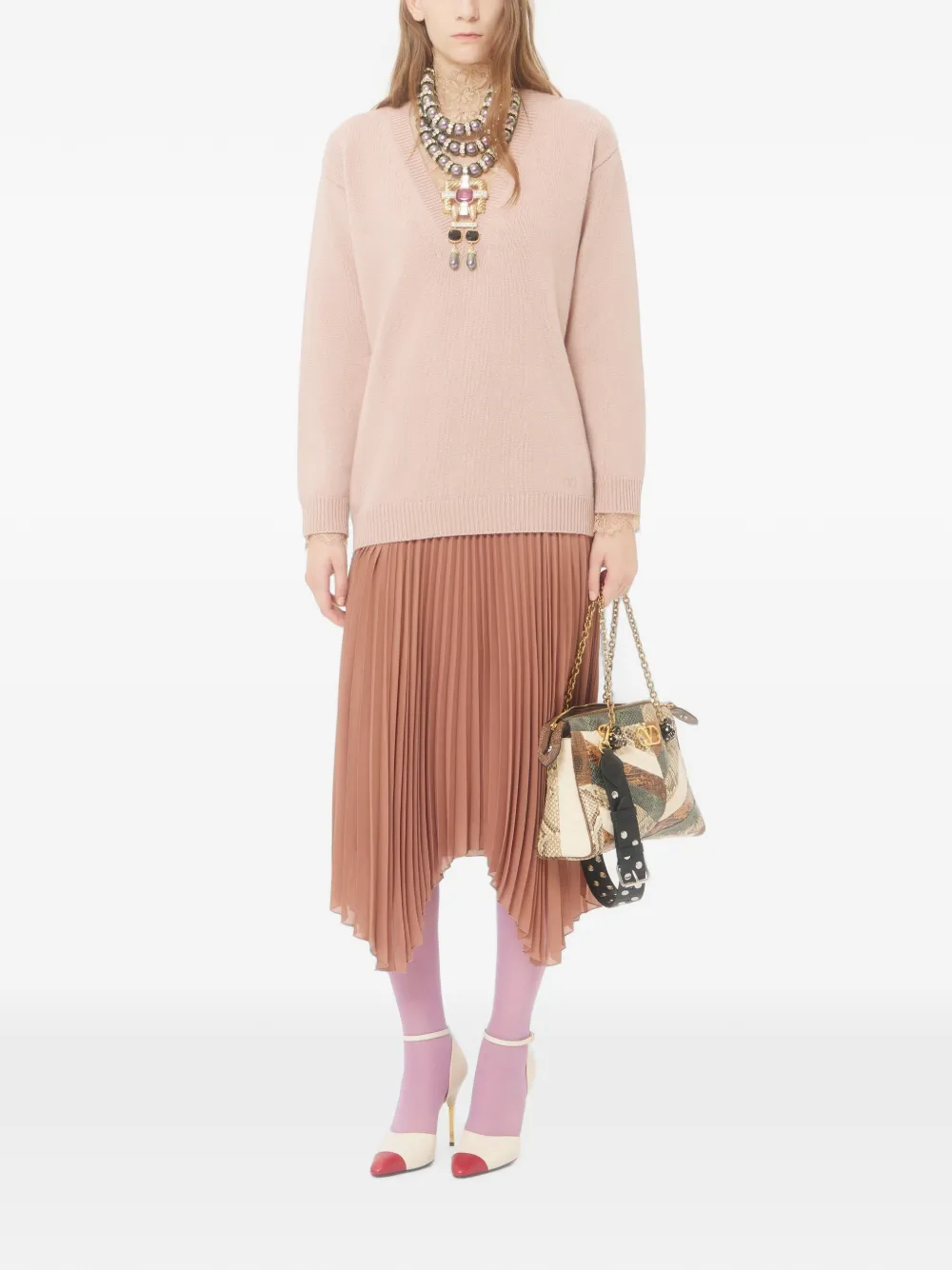 Valentino Garavani Midi-rok van licht georgette Roze