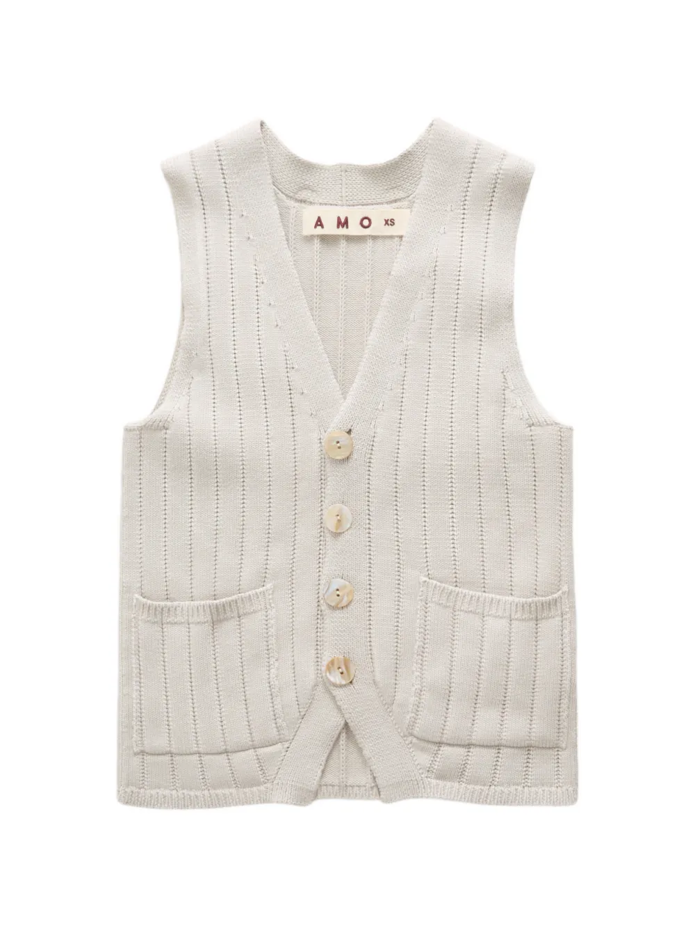 Amo Marlowe Ribbed-knit Cardigan In Neutrals