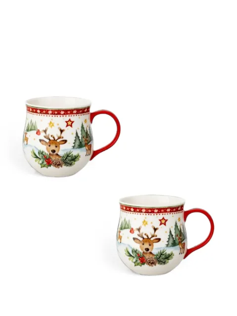 HUTSCHENREUTHER Christmas reindeer-print mugs (set of two)
