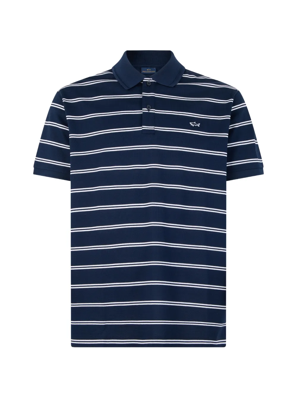 Paul & Shark striped logo-patch polo shirt