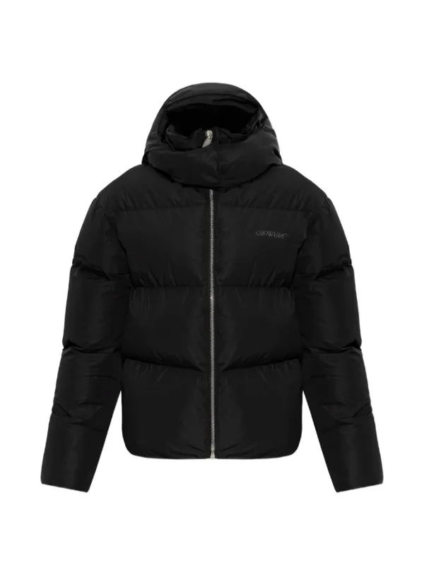 Off-White Hooded Puffer Jacket in Black