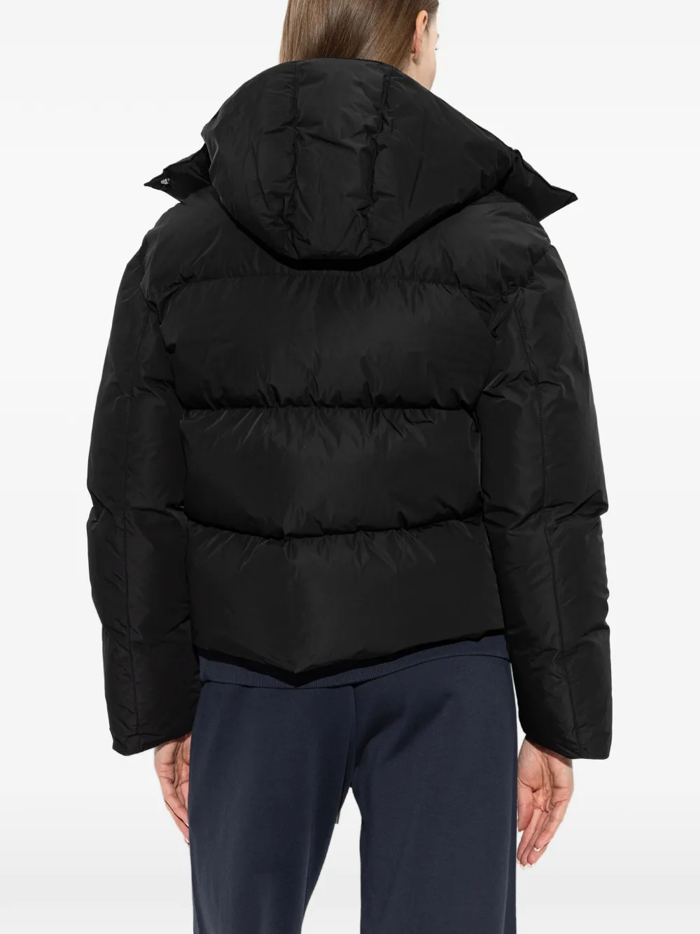 Off-White hooded puffer jacket Zwart