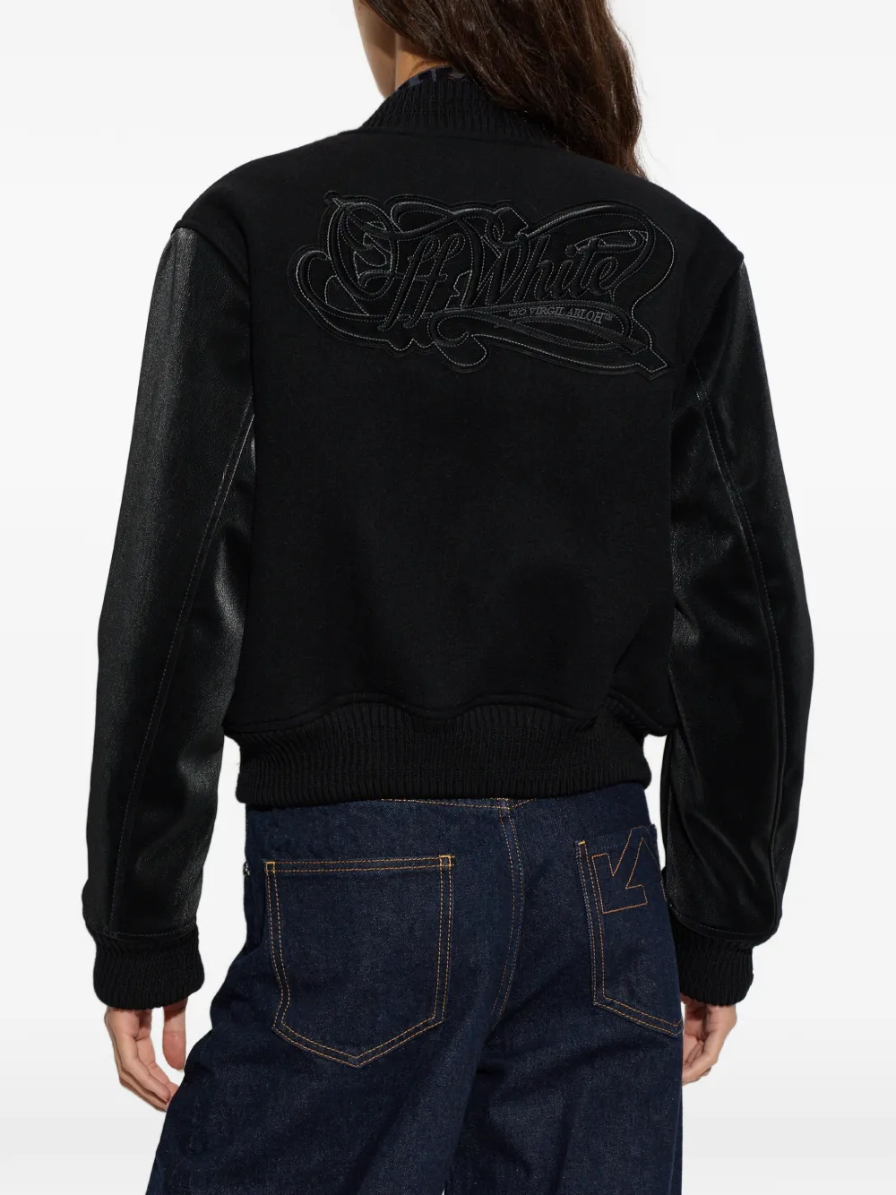 Off-White Bomberjack met logopatch Zwart