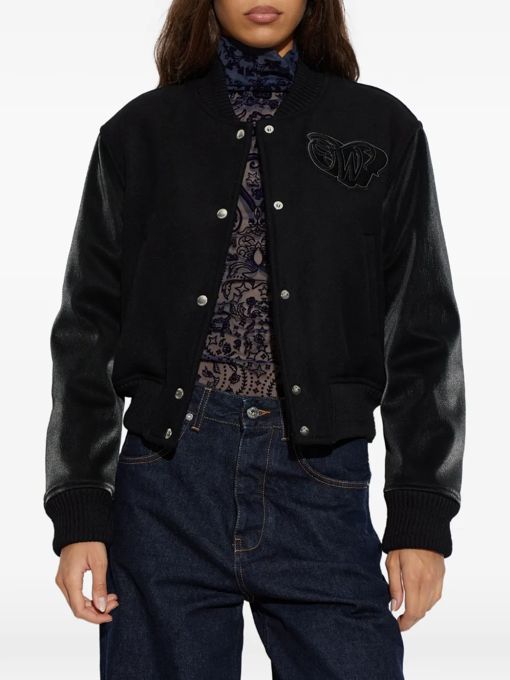Off-White Bomberjack met logopatch Zwart
