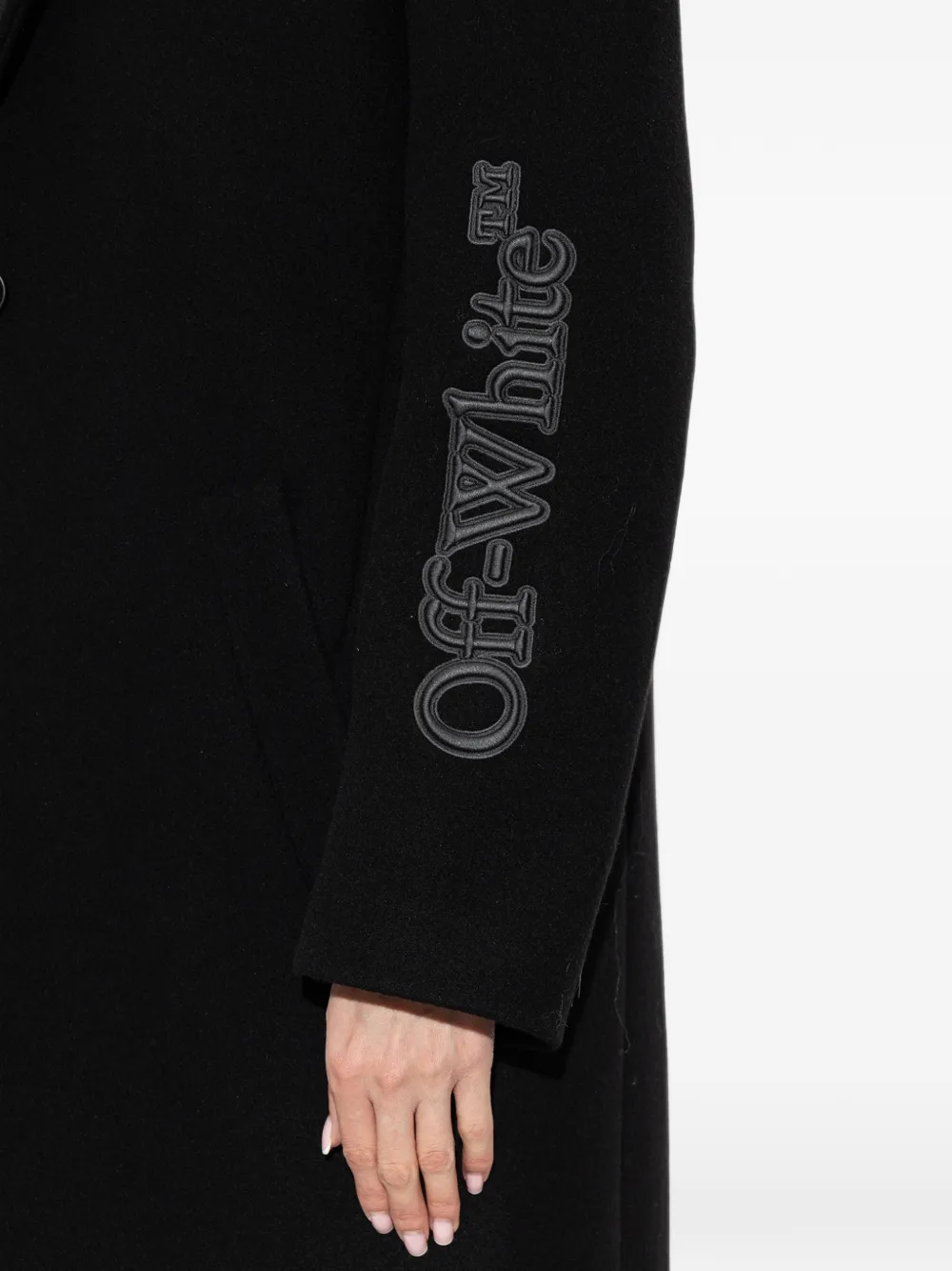 Off-White Jas met enkele rij knopen en logopatch Zwart