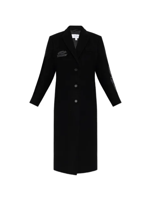 Off-White logo-patch single-breasted coat