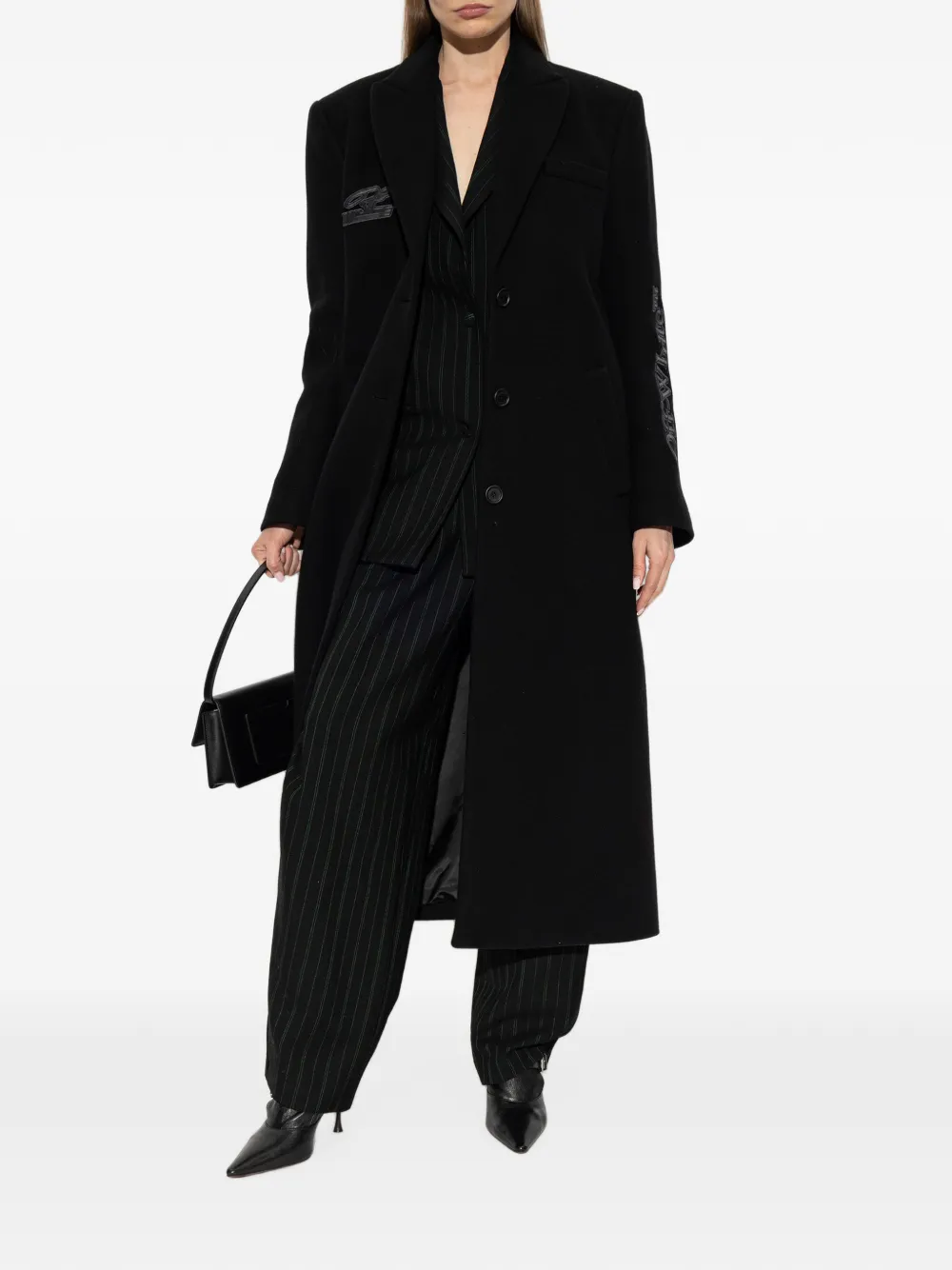 Off-White Jas met enkele rij knopen en logopatch Zwart