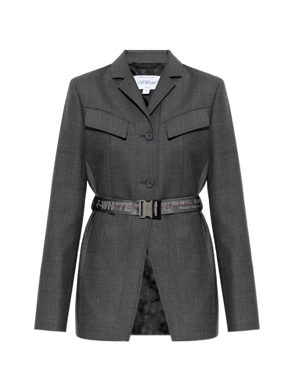 Off-White belted wool blazer - Grigio