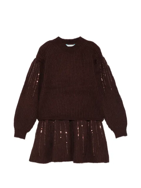 Abel & Lula sequin-embellished ribbed-knit sweater and skirt set