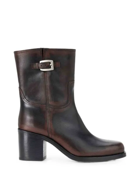 STAUD Brooklyn buckled distressed leather boots