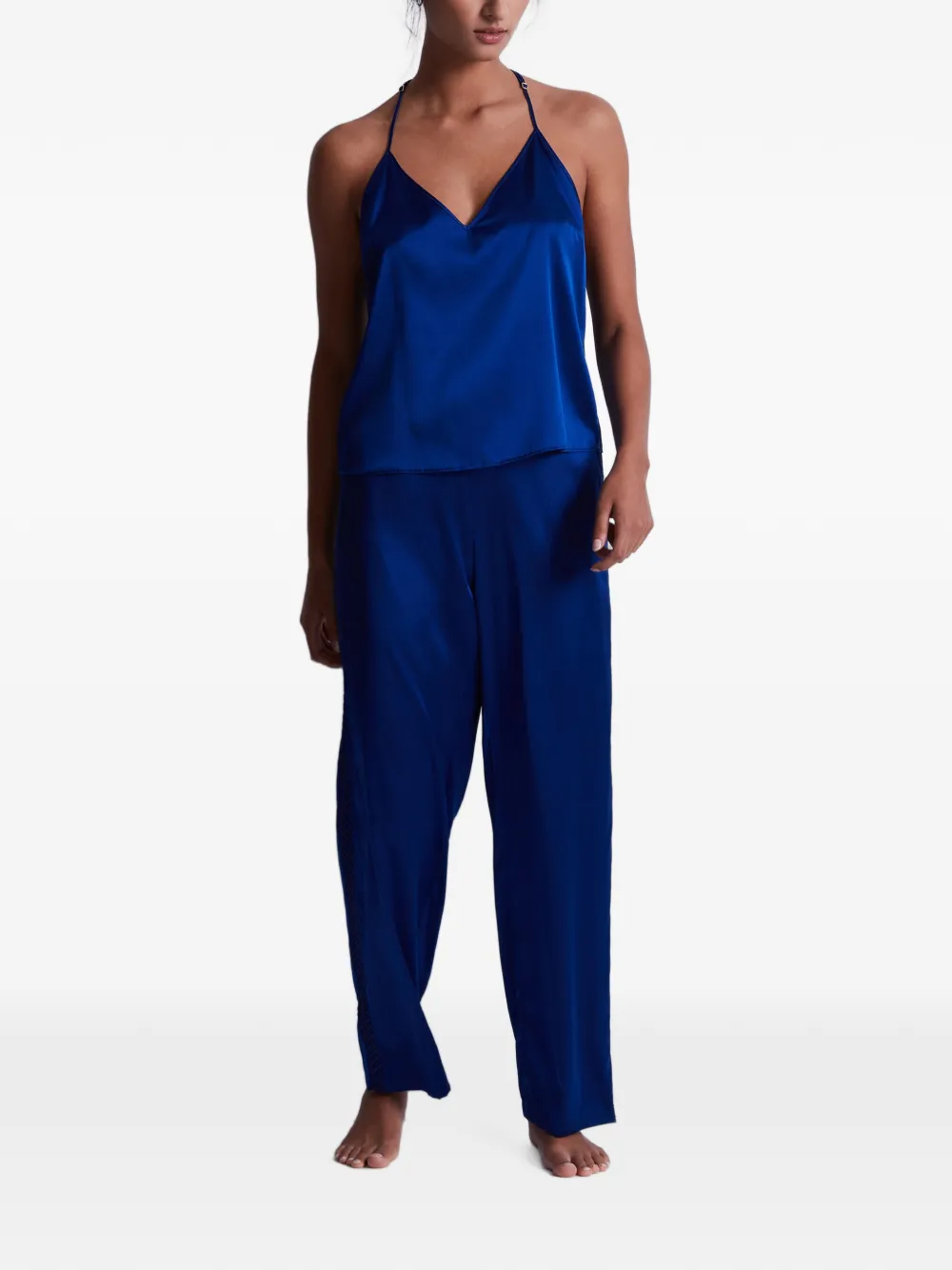 Aubade Silk Desire pyjamabroek met borduurwerk Blauw