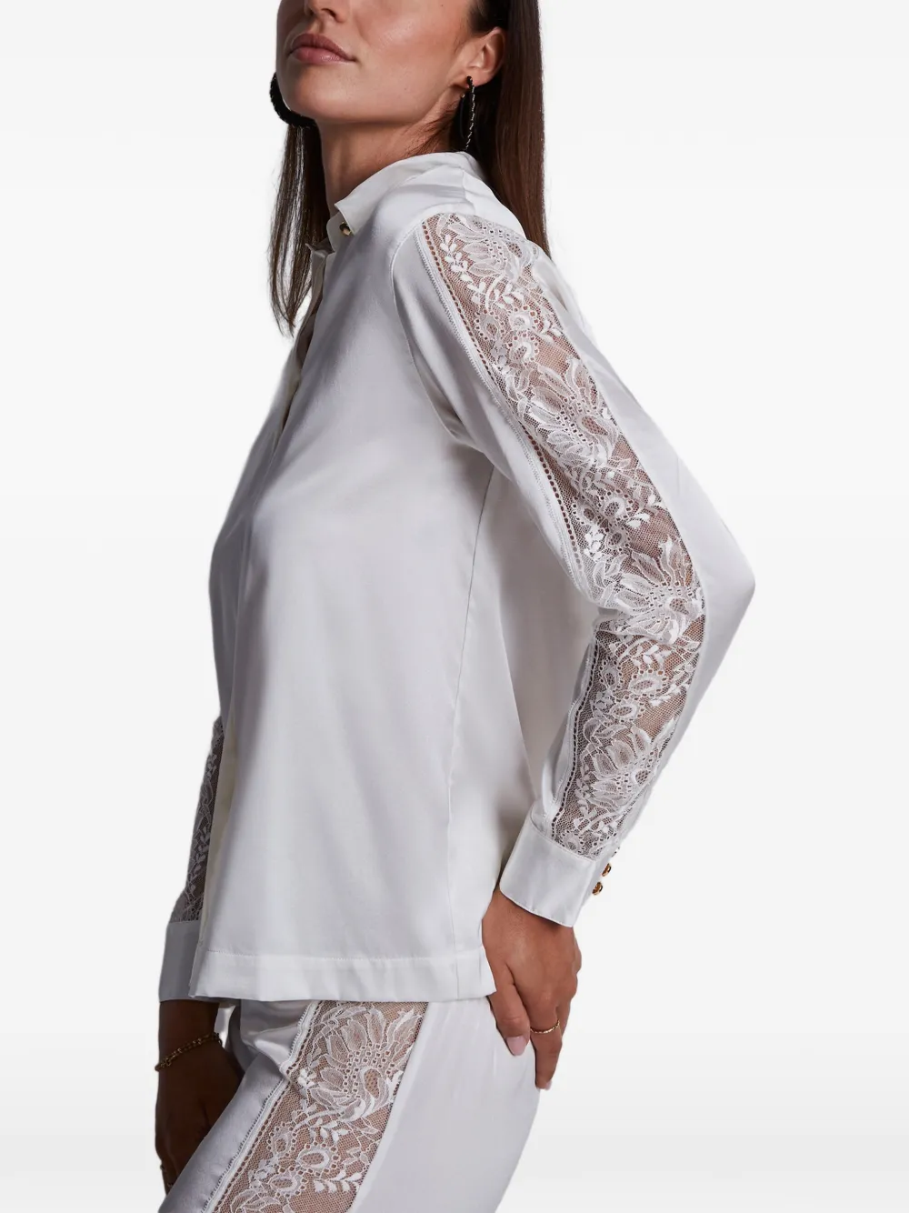 Aubade Blouse met kanten vlakken Wit
