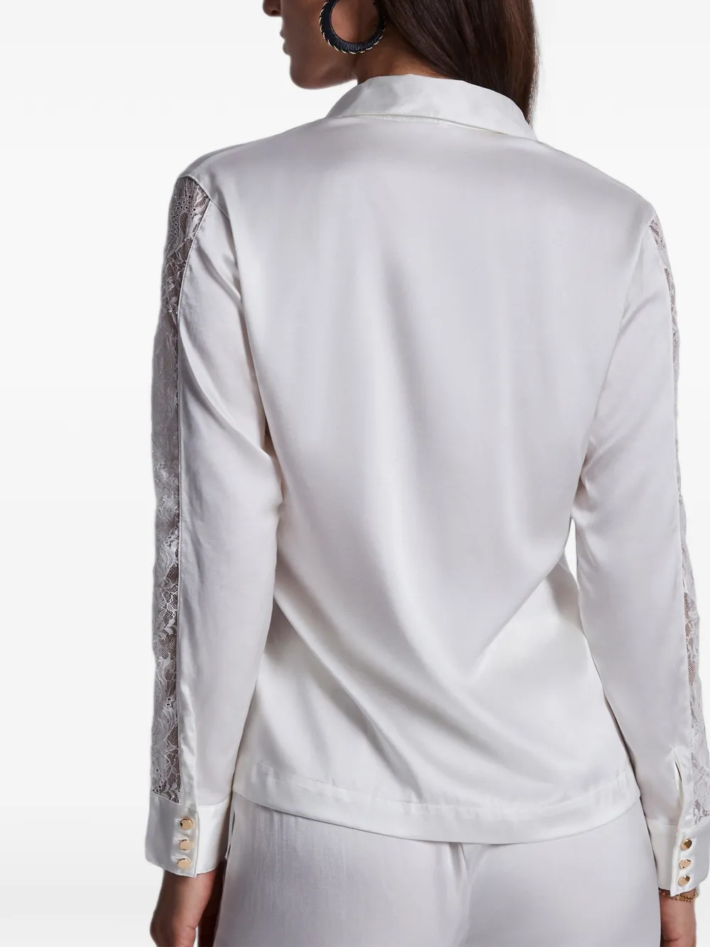 Aubade Blouse met kanten vlakken Wit