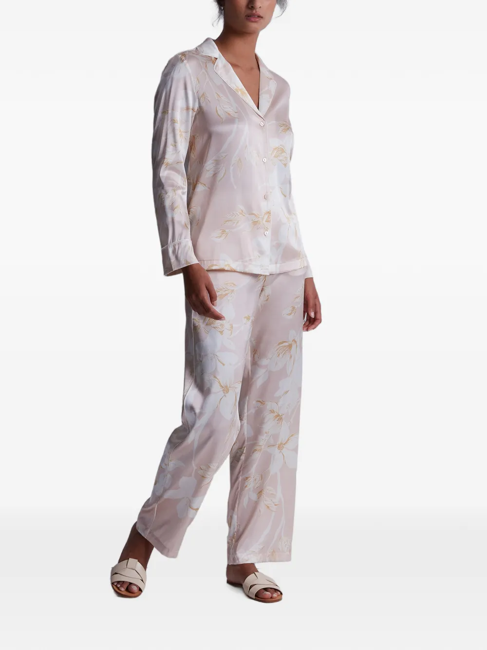 Aubade Silk By Night pyjamabroek met bloemenprint Beige