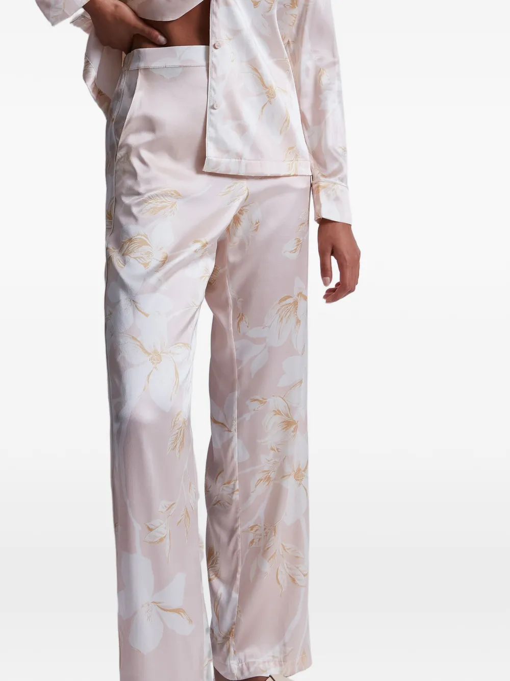 Aubade Silk By Night pyjamabroek met bloemenprint Beige