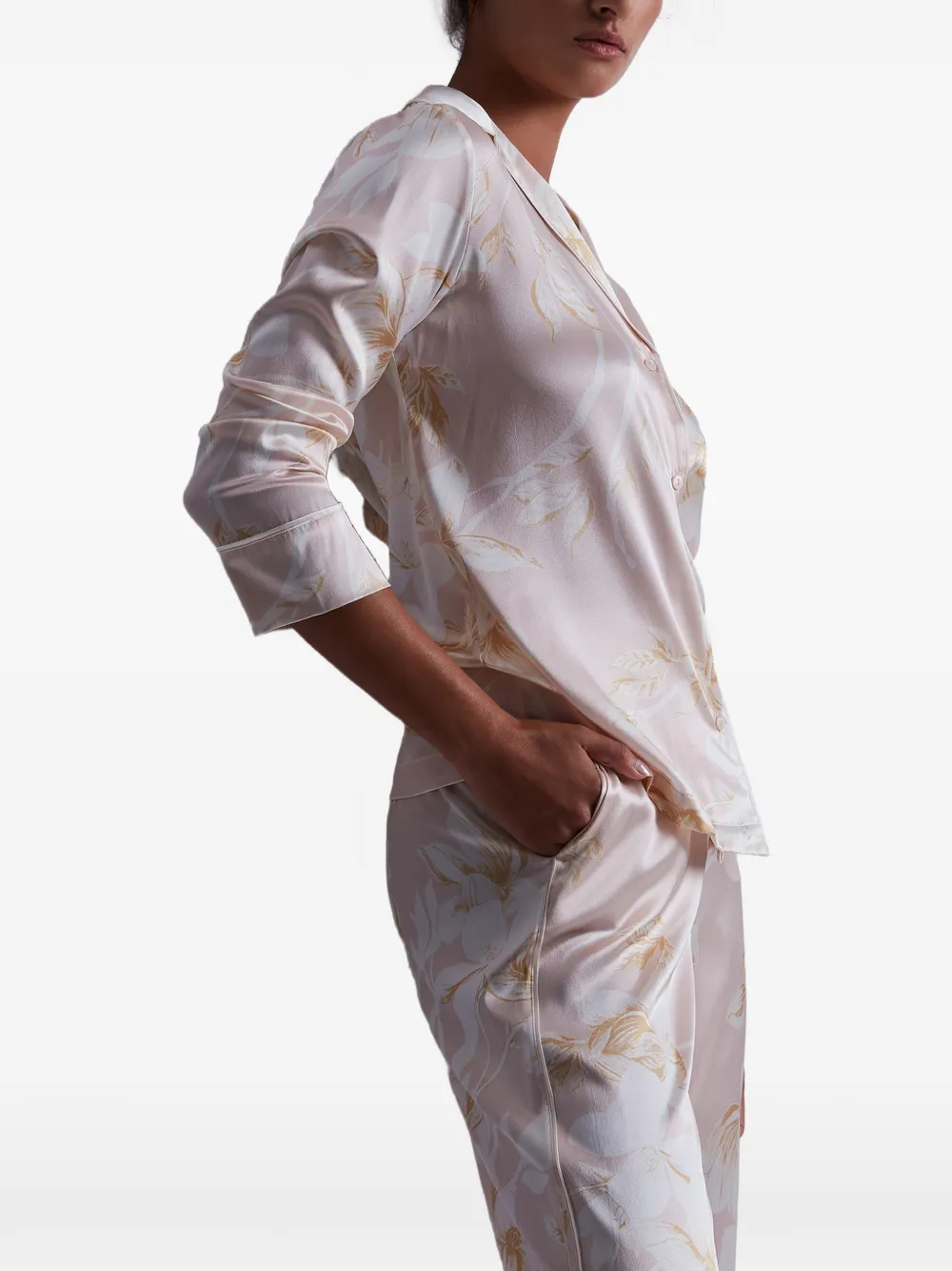 Aubade Silk By Night pyjamabroek met bloemenprint Beige