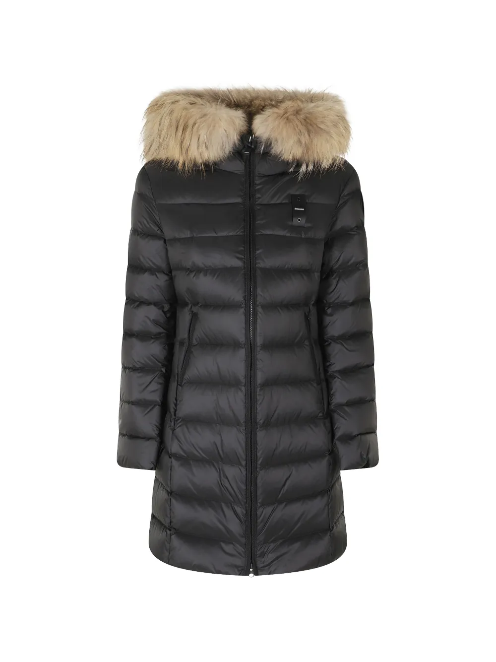 Blauer faux-fur trim padded coat - Nero
