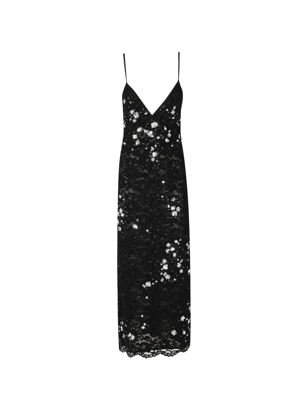 DES PHEMMES sequin-embellished lace dress Zwart