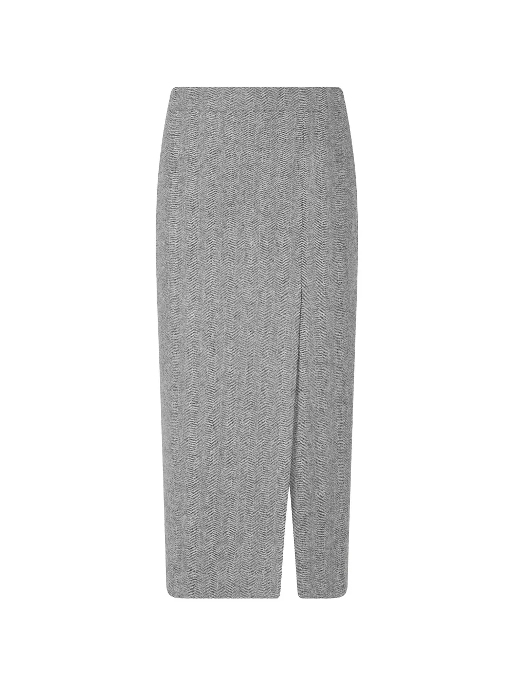 Isabelle Blanche Herringbone Wrap Midi Skirt In Gray