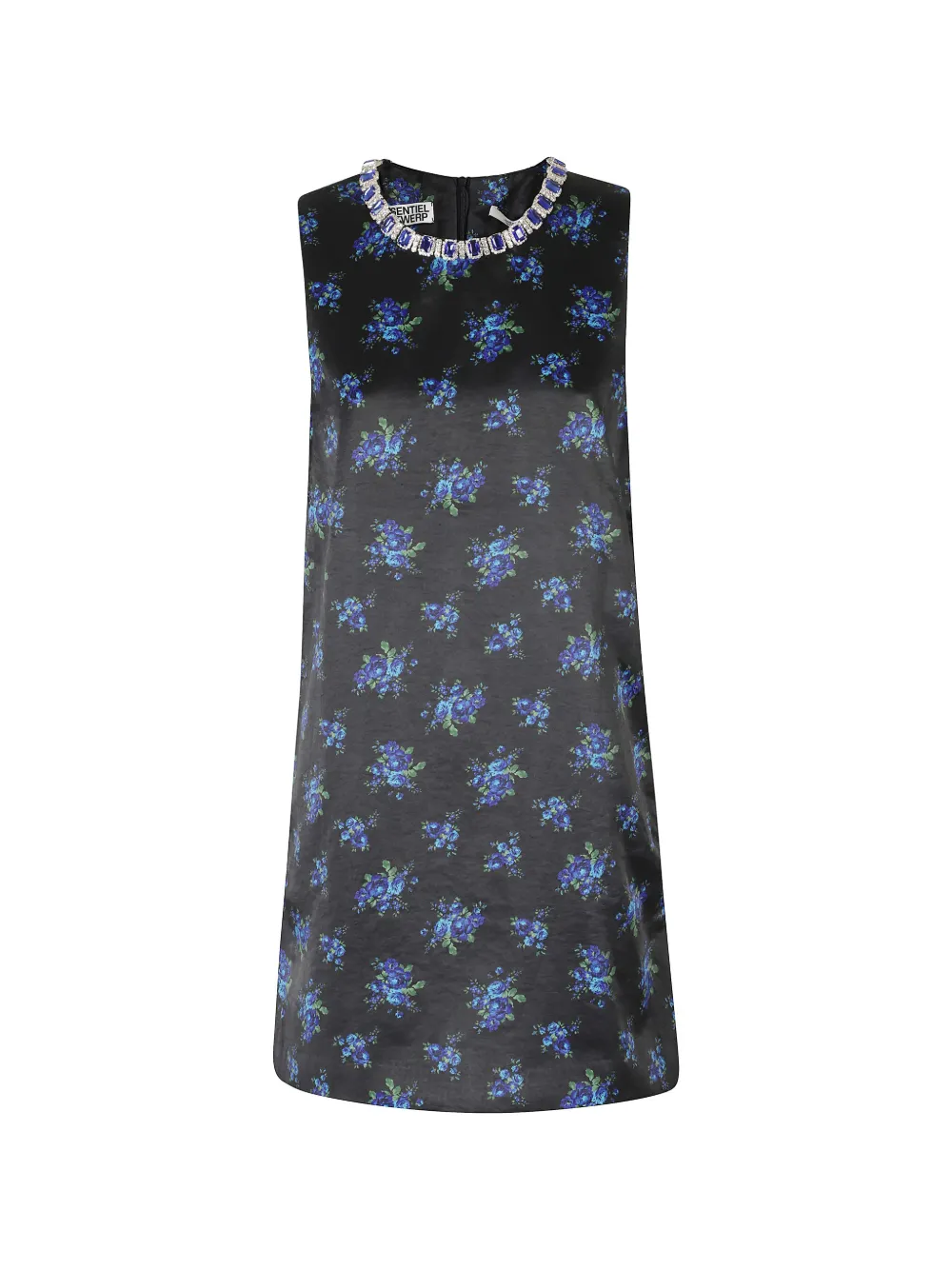 Essentiel Antwerp Katia crystal-embellished floral-print mini dress Zwart