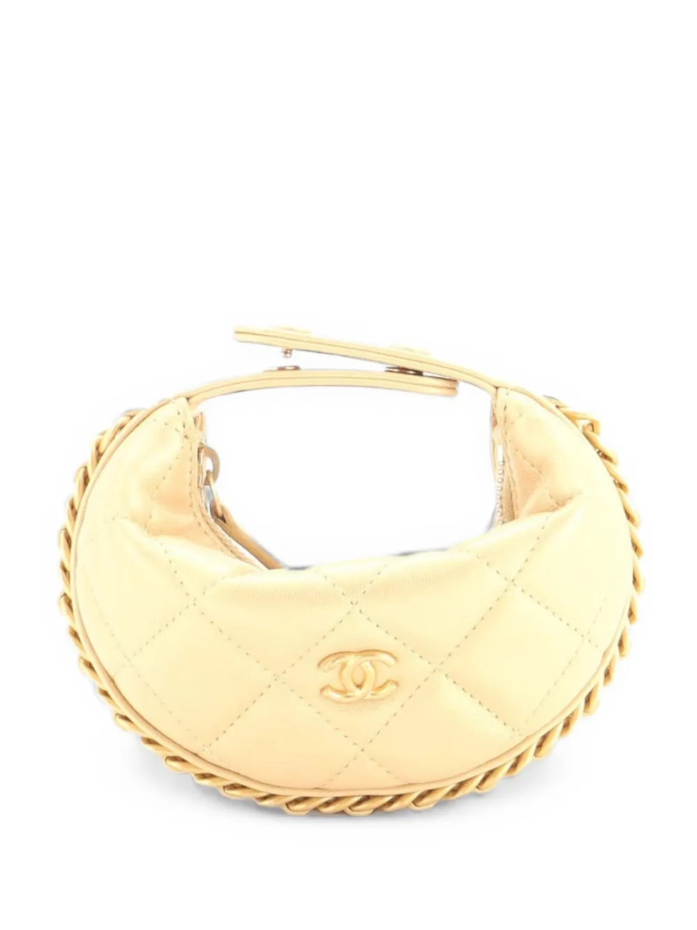 CHANEL Pre-Owned Chain Around Pouch Quilted Lambskin Extra Mini hobo bag - Oro