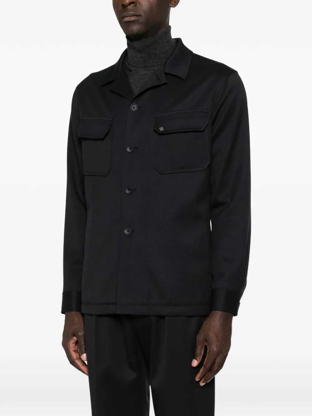 Tagliatore button-up chest-pocket jacket Blauw