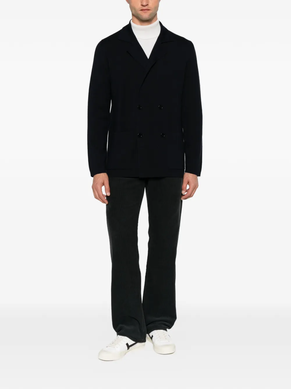 Tagliatore double-breasted knitted blazer Blauw