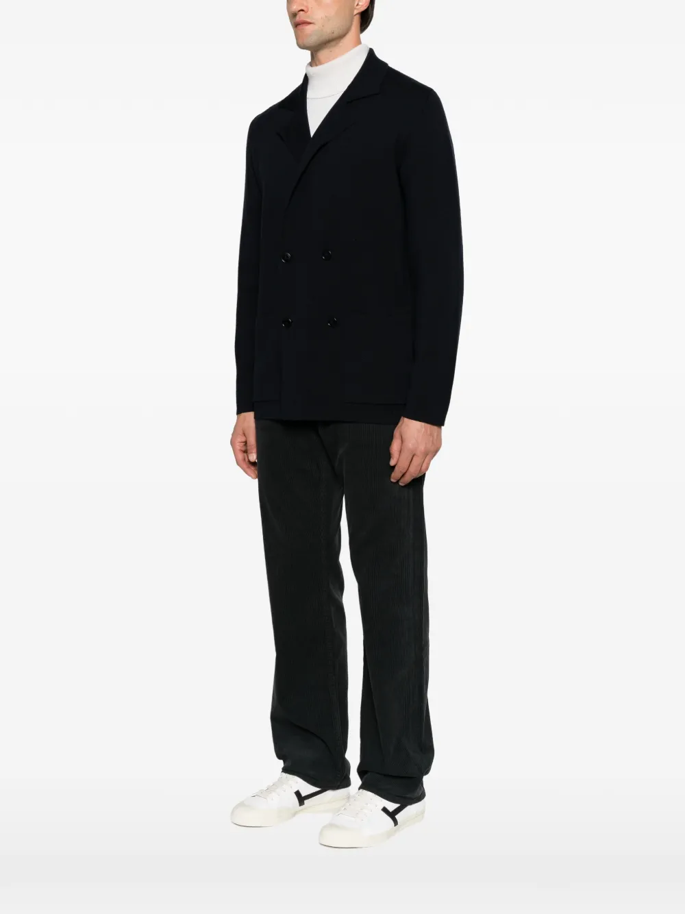Tagliatore double-breasted knitted blazer Blauw