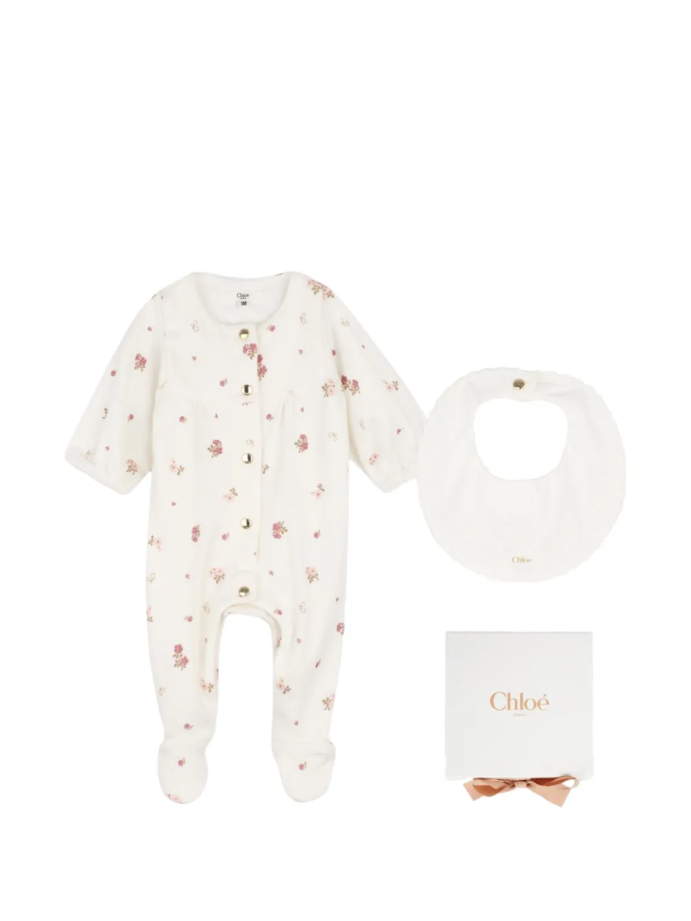 Chloé Kids ensemble de pyjamas à imprimé floral - Blanc