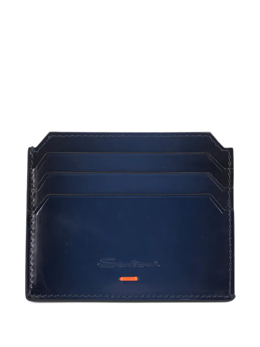 Santoni logo-debossed leather cardholder - Blu