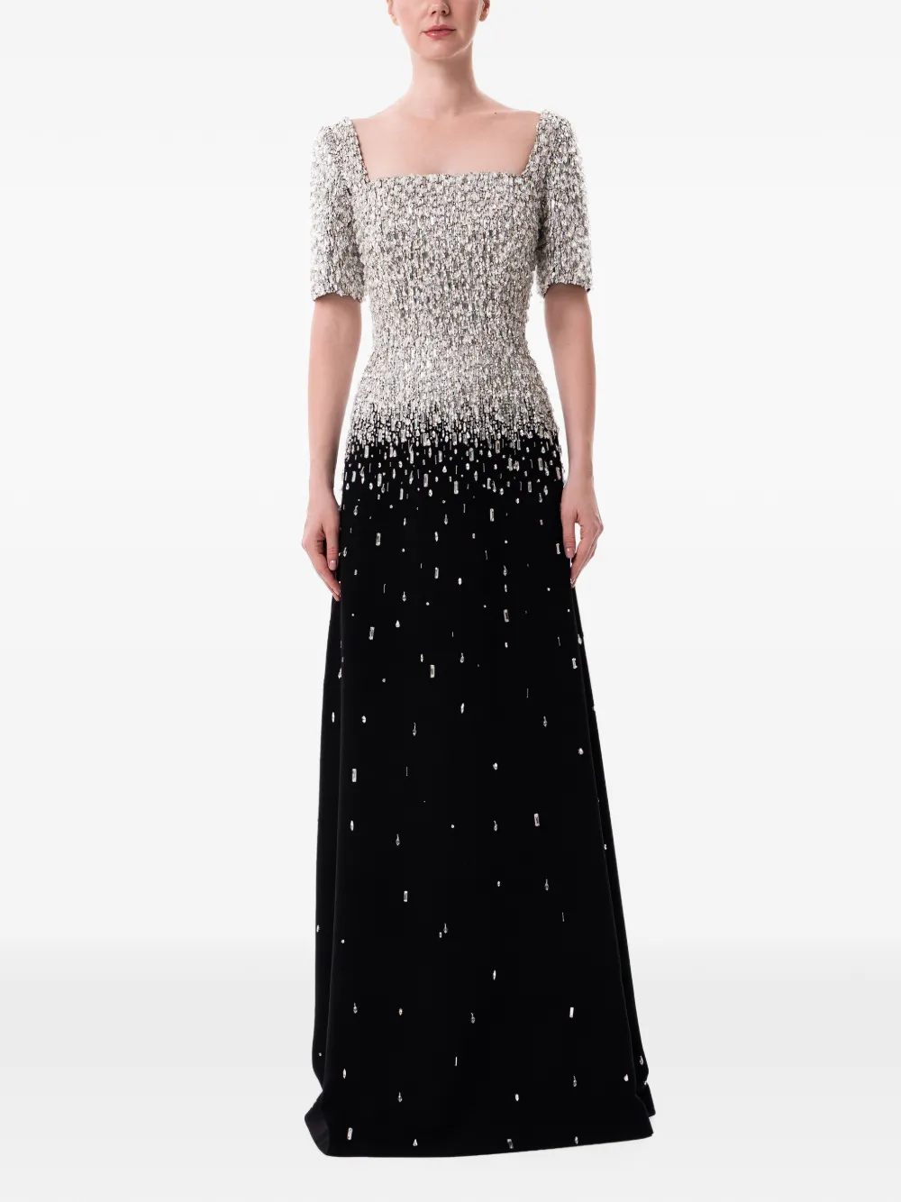 Dina Melwani dégradé crystal-embellished maxi dress