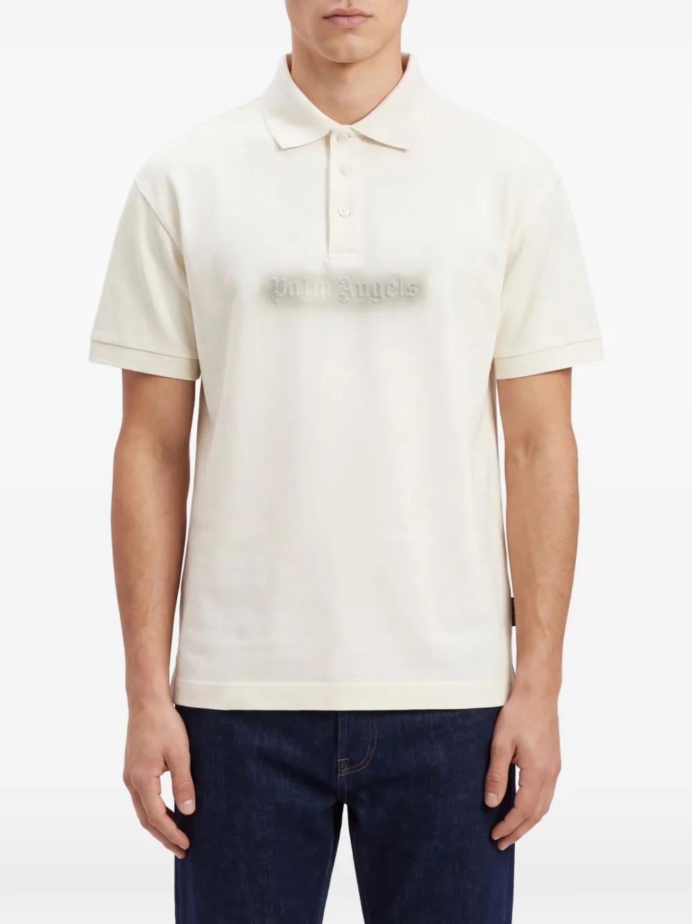Palm Angels Logo Spray regular polo shirt Beige