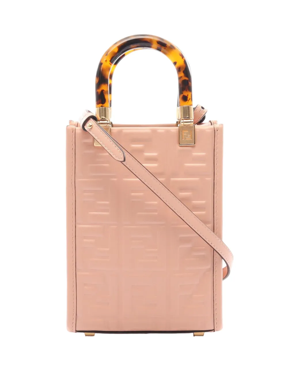 Fendi Pre-Owned 2010-2026 Mini Zucca Embossed Leather Sunshine Shopper Tote satchel - Rosa