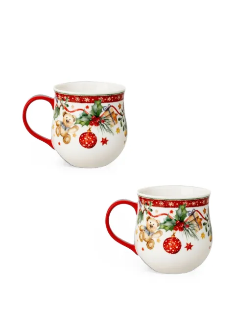 HUTSCHENREUTHER Christmas teddy-bear-print mugs (set of 2)