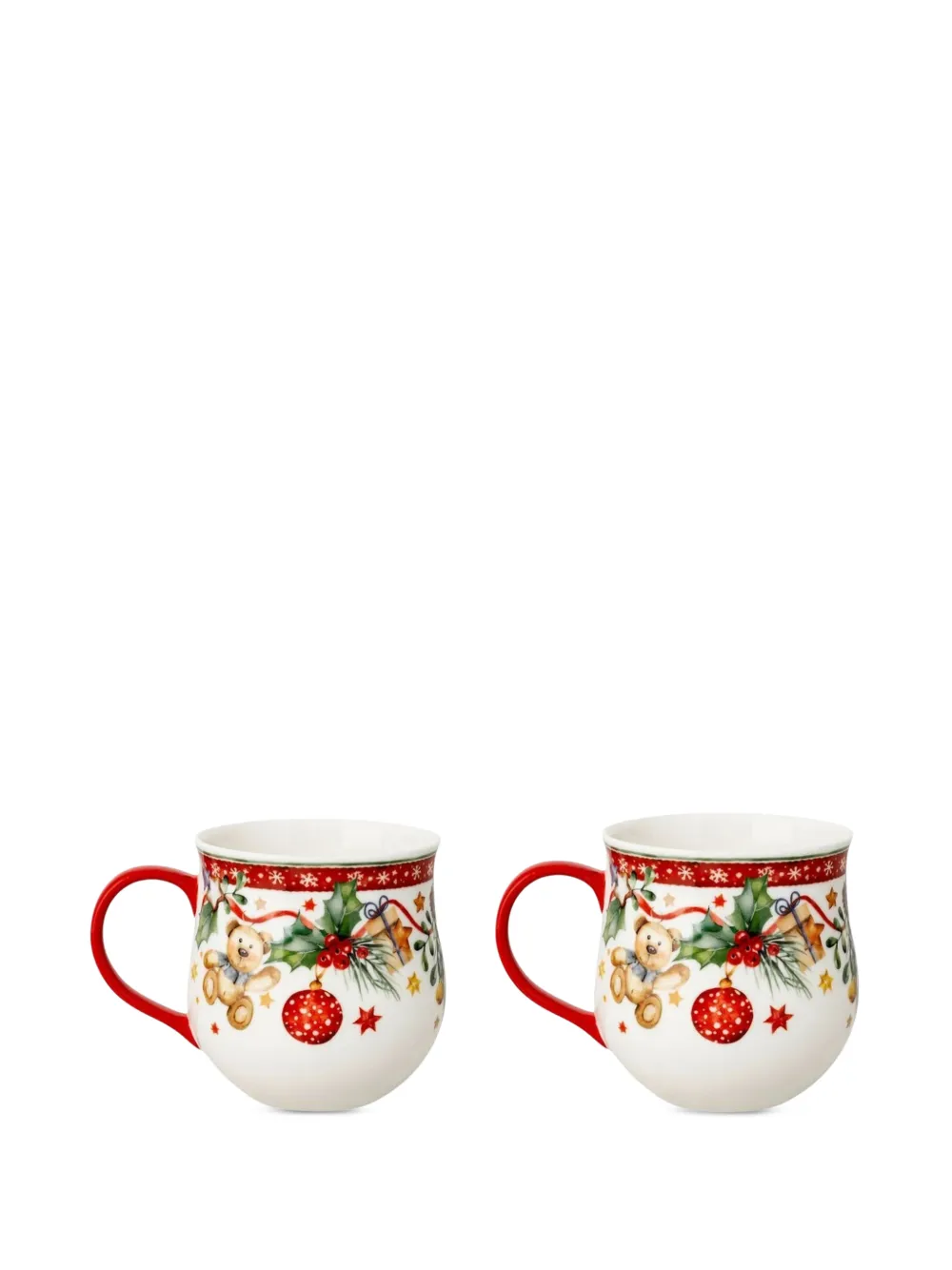 HUTSCHENREUTHER lot de 2 tasses à imprimé ourson de Noël - Multicolore HUTSCHENREUTHER lot de 2 tasses à imprimé ourson de Noël - Multicolore
