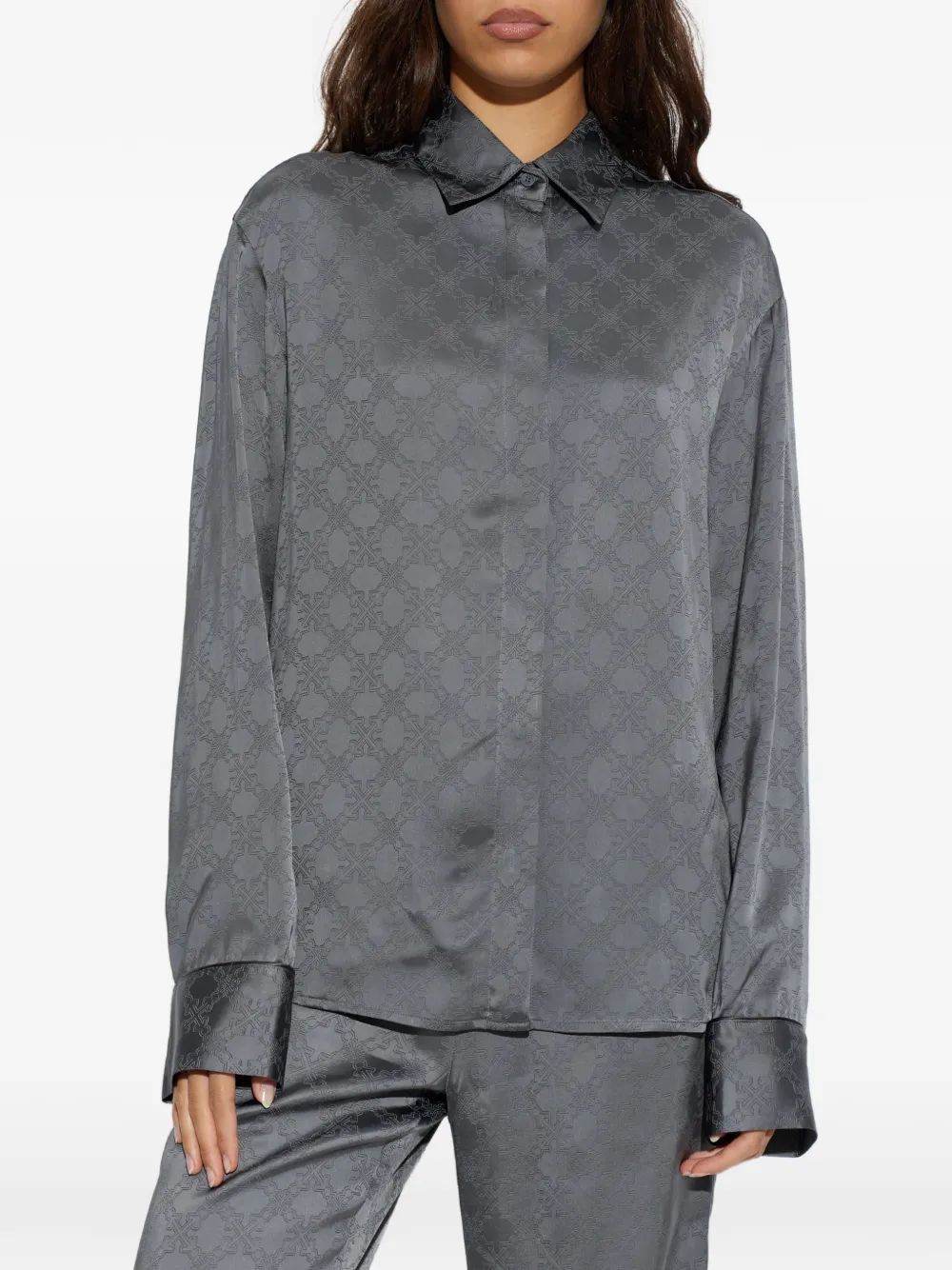 Off-White Blouse met monogram-jacquard Grijs