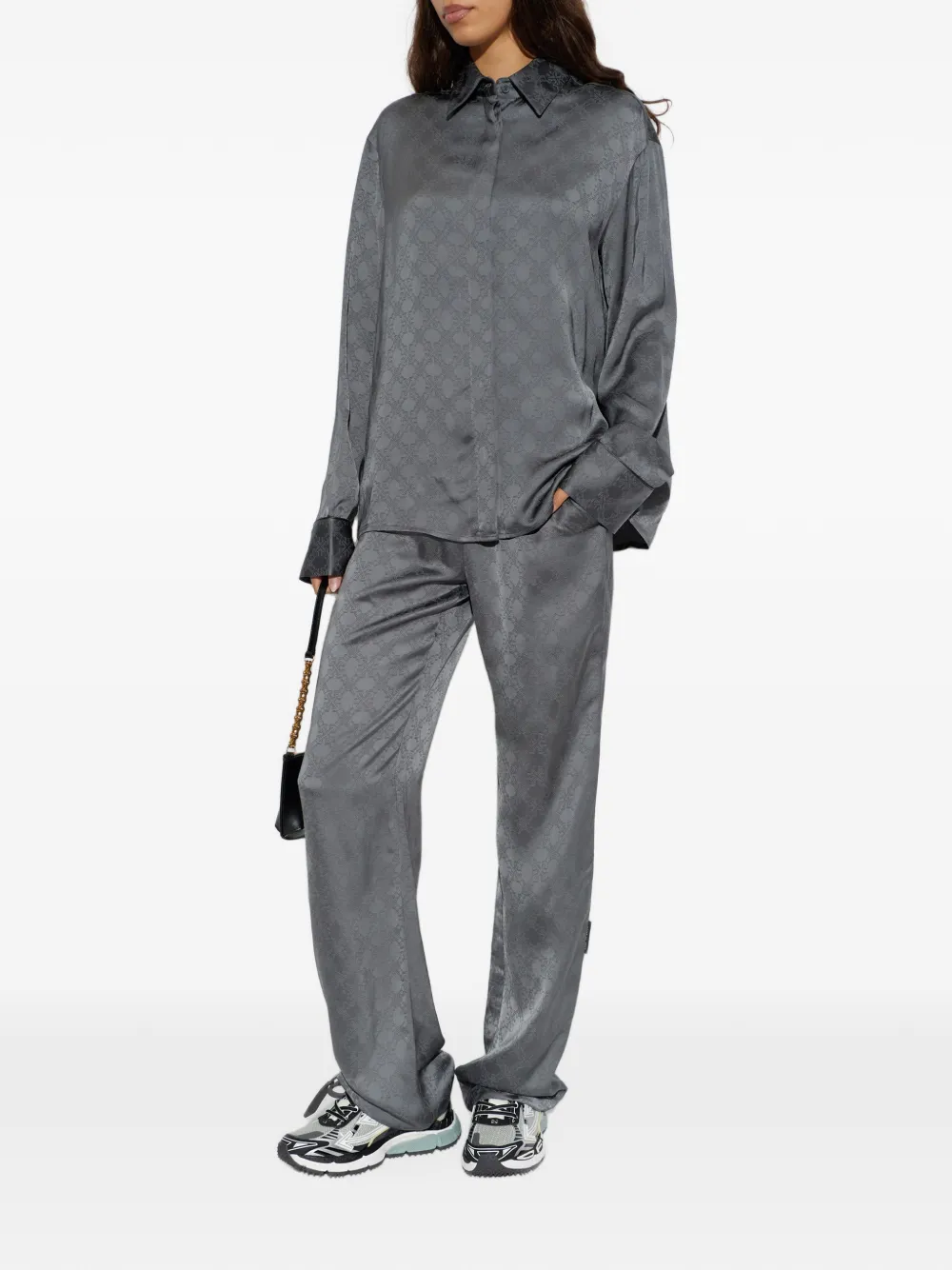 Off-White Blouse met monogram-jacquard Grijs