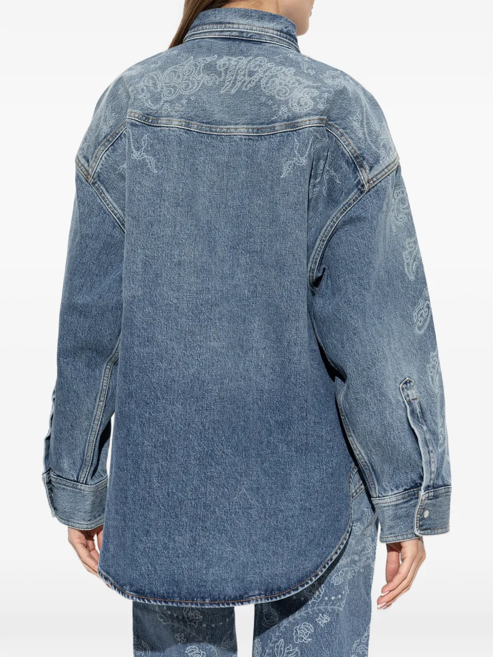 Off-White Denim blouse met paisley-print Blauw