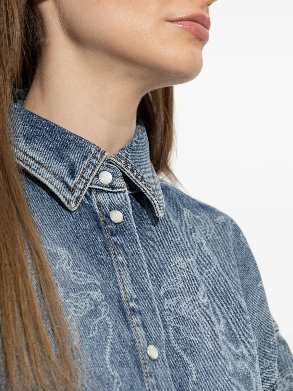 Off-White Denim blouse met paisley-print Blauw