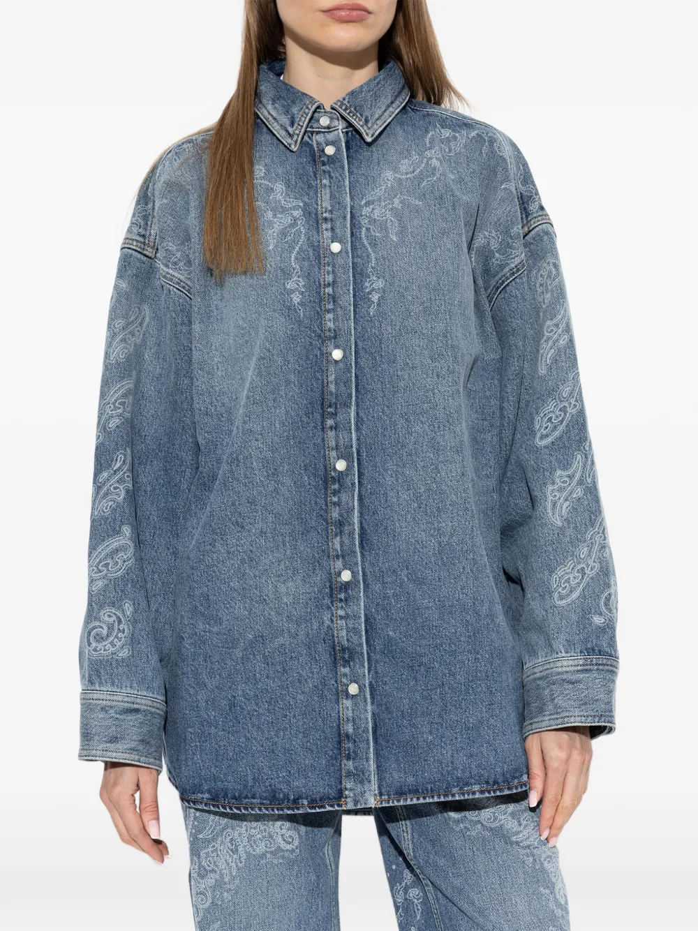 Off-White Denim blouse met paisley-print Blauw