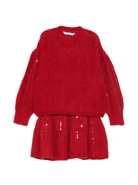 Abel & Lula sequin-embellished ribbed sweater and skirt set