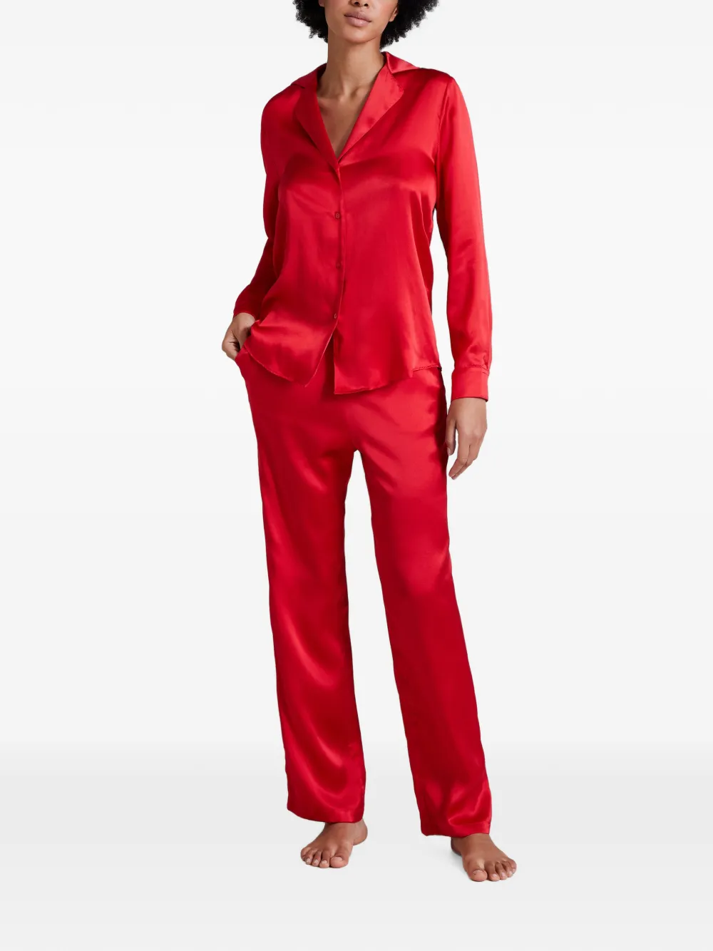 Aubade Toi Mon Amour zijden pyjamabroek Rood